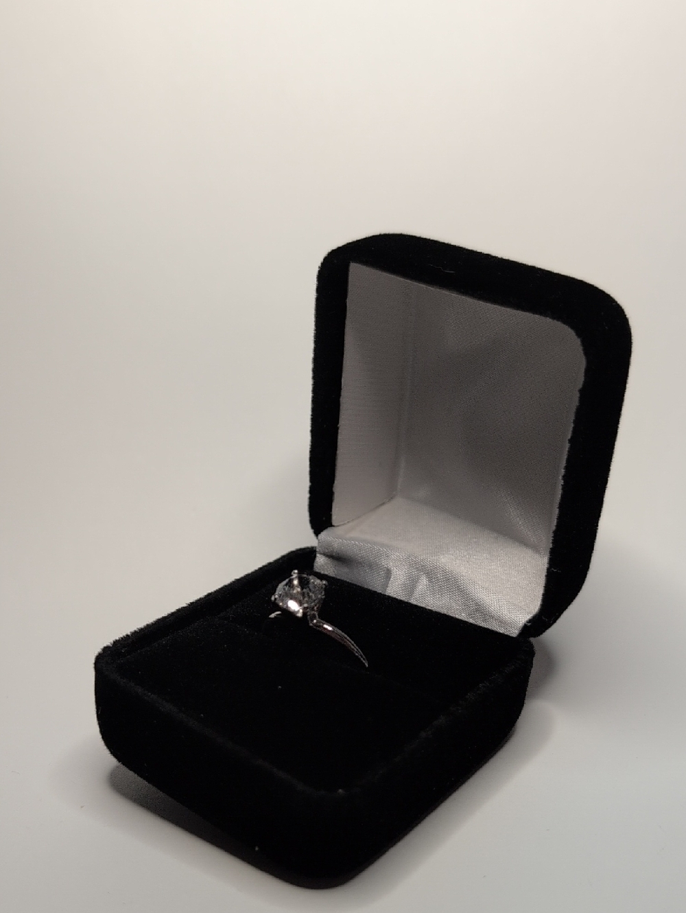 Silver Tone Solitaire Engagement Style With Clear Center Stone Size 6.75